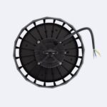 Cloche LED industrielle UFO noire, corps ventilé rond avec câble électrique apparent