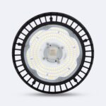 Cloche LED UFO ronde noire avec anneau de LED et dissipateur métallique