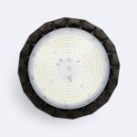 Cloche LED industrielle ronde, dissipateur noir et matrice LED circulaire visible