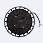 Cloche LED industrielle ronde noire, dissipateur radial et câble d'alimentation à trois conducteurs