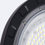 Cloche LED industrielle ronde noire, module LED multiple visible avec diffuseur transparent