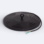 Cloche LED industrielle noire ronde, anneau de suspension et câble avec conducteurs dénudés