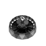 Cloche LED industrielle de type UFO noire, corps métallique, dissipateur à ailettes et anneau de suspension