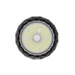 Cloche LED industrielle ronde noire avec matrice LED circulaire et diffuseur central