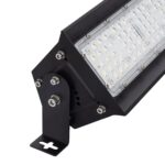 Cloche linéaire LED industrielle noire en métal, lentille à LED apparente, support de fixation orientable pour montage en saillie