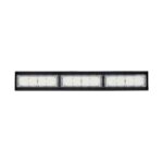 Luminaire linéaire LED industriel noir à trois modules, boîtier rectangulaire