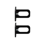 Support de fixation noir en acier, platine rectangulaire et fente oblongue, lot de deux