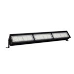 Luminaire linéaire LED noir à trois modules, boîtier métal, fixation en saillie