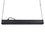 Cloche linéaire LED suspendue noire, profilé aluminium rectangulaire, fixation par chaînes