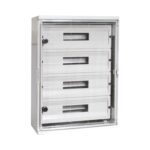 Coffret modulaire saillie blanc porte opaque quatre rangées modulaires boîtier plastique