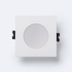 Collerette downlight carrée blanche pour ampoule GU10/GU5.3, ouverture ronde et clips de fixation