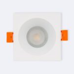 Collerette downlight carrée blanche encastrable, ouverture circulaire pour ampoule LED GU10, clips orange
