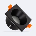 Collerette Downlight Carrée IP65 pour Ampoule LED GU10 Coupe Ø75 mm Noir