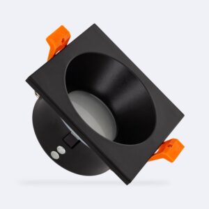 Collerette Downlight Carrée IP65 pour Ampoule LED GU10 Coupe Ø75 mm Noir