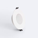 Collerette pour downlight ronde blanche, ouverture centrale et clips de fixation pour encastrement