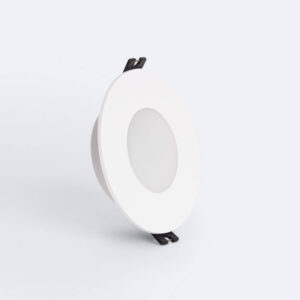 Collerette pour downlight ronde blanche, ouverture centrale et clips de fixation pour encastrement