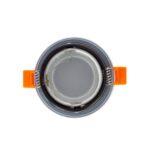 Collerette ronde d'encastrement blanche avec clips de fixation orange pour downlight encastrable