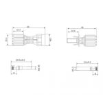 Connecteur MC4 unipolaire, dessin technique montrant cotes et dimensions