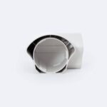 Connecteur en L blanc en plastique pour réglette étanche LED, ouverture cylindrique, forme coudée