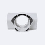 Connecteur pour réglette étanche en plastique blanc avec ouverture circulaire et clips de fixation