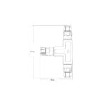 Connecteur T 3 contacts à verrouillage rapide, vue technique avec cotes