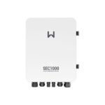 Contrôleur compteur d'énergie blanc boîtier mural compact avec passe-câbles inférieurs et marquage SEC1000