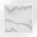 Lampe carrée à poser, revêtement effet marbre blanc avec veines grises