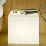 Lampe cube blanche translucide à poser, éclairage intégré