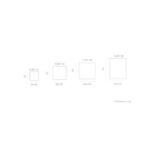 Lampe à poser cube d'extérieur, schéma technique montrant différentes tailles et dimensions