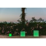 Lampe cube verte à poser pour extérieur, lumière diffuse
