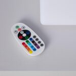 Télécommande blanche pour cube LED RGBW rechargeable, boutons colorés et réglage de luminosité