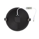 Plafonnier LED rond dos noir avec clips de fixation et câble d'alimentation