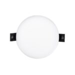 Dalle LED ronde blanche diffuseur opalin slim encastrable avec clips de fixation noirs