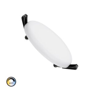 Dalle LED ronde blanche slim surface CCT sélectionnable clips de fixation noirs