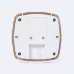 Détecteur de mouvement PIR blanc, vue arrière montrant compartiment piles et points de fixation murale