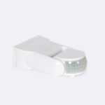 Détecteur de mouvement PIR blanc orientable, lentille demi-sphérique et support de fixation murale