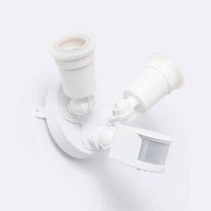 Détecteur de Mouvement PIR Crépusculaire 180° Mural Extérieur IP44 pour Deux Ampoules E27 Blanc