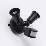 Détecteur de Mouvement PIR Crépusculaire 180° Mural Extérieur IP44 pour Deux Ampoules E27 Noir