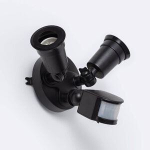 Détecteur de Mouvement PIR Crépusculaire 180° Mural Extérieur IP44 pour Deux Ampoules E27 Noir