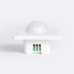 Détecteur de mouvement PIR blanc, dôme hémisphérique, montage en saillie, bornes de connexion visibles