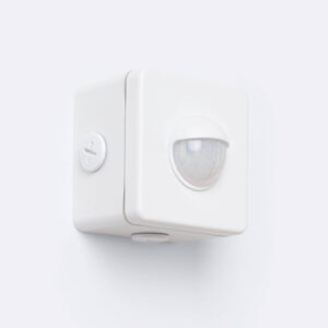 Détecteur de Mouvement PIR Crépusculaire 240º En Saillie Extérieur IP65 avec Télécommande Blanc