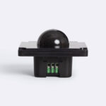 Détecteur PIR crépusculaire noir en saillie avec dôme, plaque carrée et bornes de connexion