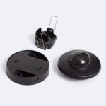 Détecteur de mouvement PIR noir rond avec dôme et support de fixation