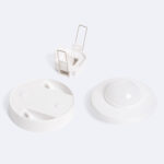 Détecteur de mouvement PIR blanc, tête dôme avec socle et ressort de fixation