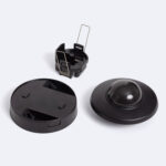 Détecteur de mouvement PIR noir rond à dôme pour montage encastré ou en saillie