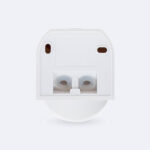 Détecteur de mouvement blanc sphérique en plastique avec bornier de connexion et trous de fixation visibles