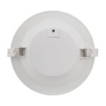 Downlight encastrable rond blanc, ressorts de fixation visibles, dos plat circulaire