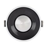 Downlight encastrable rond blanc avec baffle noir et lentille centrale