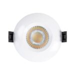 Downlight encastrable rond blanc avec LED COB centrale et clips de fixation