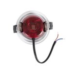 Downlight LED encastrable rond blanc, module arrière rouge et câble d'alimentation avec conducteurs dénudés